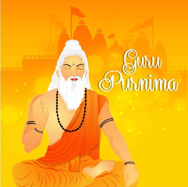 Hintçe metin ile Yaratıcı vektör İllüstrasyon Günü Kutlama Guru Purnima Onur Günü anlamı.