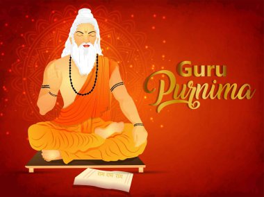 Hintçe metin ile Yaratıcı vektör İllüstrasyon Günü Kutlama Guru Purnima Onur Günü anlamı.
