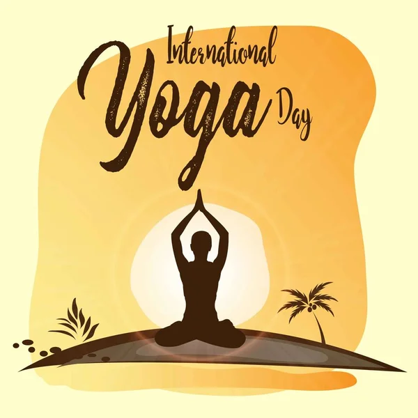 Vector Illustration International Yoga Day — Stock Vector