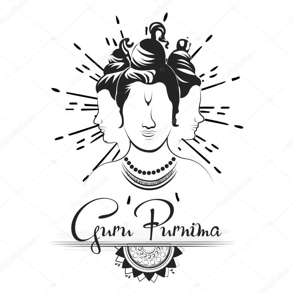 Creative vector Illustration with Hindi text meaning the Day Of Honoring Celebration Guru Purnima.
