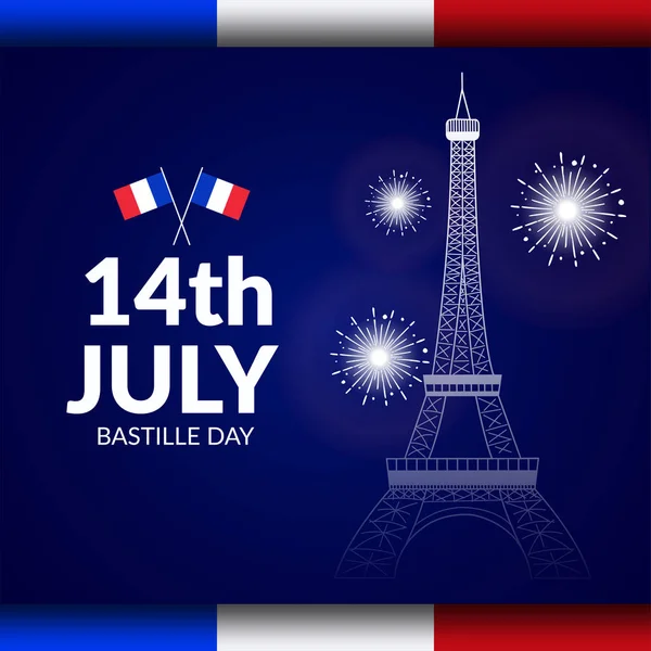 Creative Vector Illustration Card Banner Poster French National Day Happy — Stock Vector
