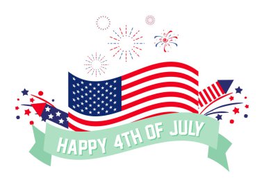 4 Temmuz poster şablonu. Amerikan bayrağı ile ABD bağımsızlık günü kutlaması. Abd 4 Temmuz tanıtım reklam afiş broşürler için şablon, Afiş veya Banner.Vector illüstrasyon Eps 10 