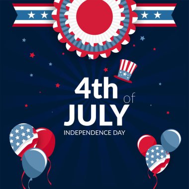 4 Temmuz poster şablonu. Amerikan bayrağı ile ABD bağımsızlık günü kutlaması. Abd 4 Temmuz tanıtım reklam afiş broşürler için şablon, Afiş veya Banner.Vector illüstrasyon Eps 10
