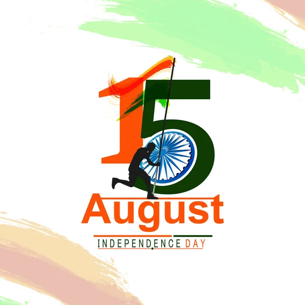 Fondo Celebración Del Día Independencia India Con Rueda Ashoka Bandera — Vector de stock