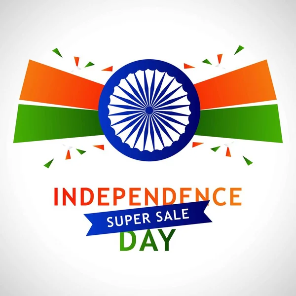 Fondo Celebración Del Día Independencia India Con Rueda Ashoka Bandera — Vector de stock
