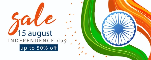 Ινδία Ημέρα Ανεξαρτησίας Φόντο Εορτασμού Ashoka Wheel Και Εθνική Σημαία — Διανυσματικό Αρχείο