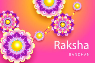 Happy Raksha Bandhan için yaratıcı vektör özeti. Arka planda güzel bir tasarım çizimi var..