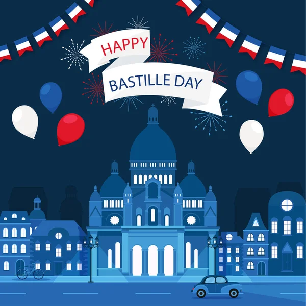 Creative Vector Illustration Card Banner Poster French National Day Happy — Stock Vector