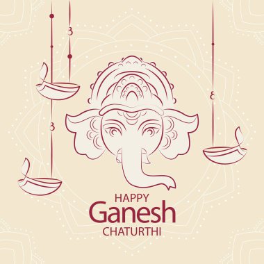 Lord Ganesha 'nın yaratıcı tasviri boya stiliyle Shri Ganeshaye Namah (Tanrı Ganesha' ya dua) mesajıyla)