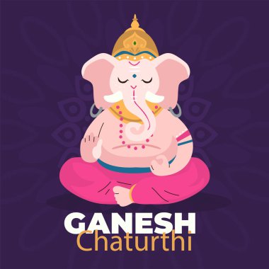 Lord Ganesha 'nın yaratıcı tasviri boya stiliyle Shri Ganeshaye Namah (Tanrı Ganesha' ya dua) mesajıyla)