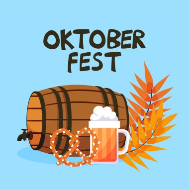 Oktoberfest tebrik kartları ve poster için tipografi vektör tasarımı. Bira Festivali vektör pankartı. Şablon kutlaması tasarla. Vektör illüstrasyonu.