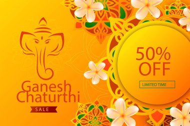 Lord Ganesha 'nın yaratıcı tasviri boya stiliyle Shri Ganeshaye Namah (Tanrı Ganesha' ya dua) mesajıyla)