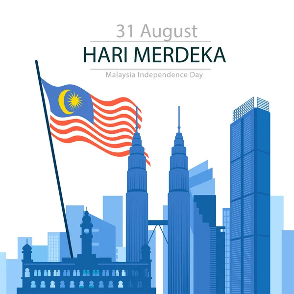 Illustration Malaysia Flag Hari Merdeka Celebration Independence Day Malaysia — Stock Vector
