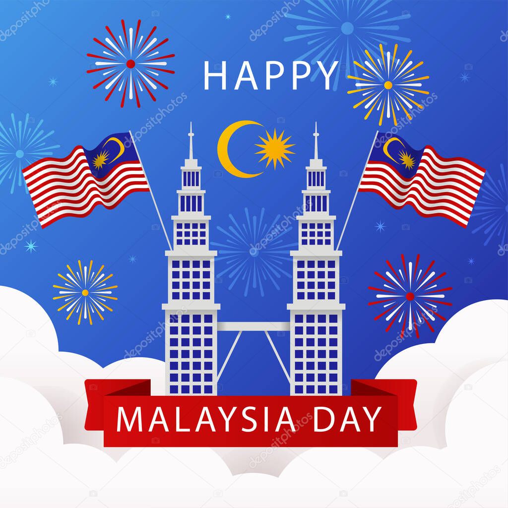 Illustration of Malaysia flag for Hari Merdeka celebration, Independence Day Of Malaysia