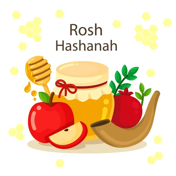 Shana Tova Feliz Dulce Año Nuevo Hebreo Tarjeta Felicitación Rosh Gráficos Vectoriales