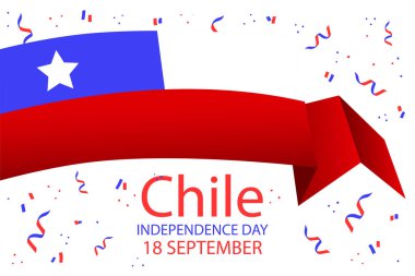 Fiestas Patrias - Ulusal Tatil İspanyol metni, Şili 'nin Bağımsızlık Günü. Bayrak ve Vatansever Bayrak. Vektör illüstrasyonu