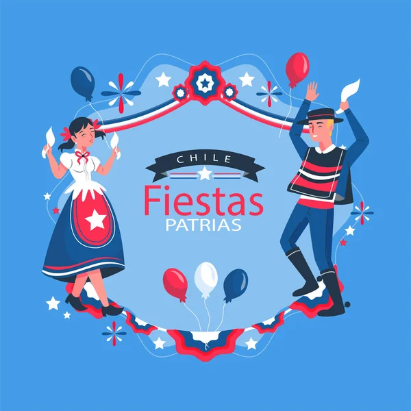 Fiestas Patrias National Holidays Ισπανικό Κείμενο Ημέρα Ανεξαρτησίας Της Χιλής — Διανυσματικό Αρχείο