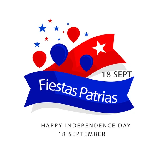Fiestas Patrias National Holidays Spanish Text Independence Day Chile 깃발과 — 스톡 벡터