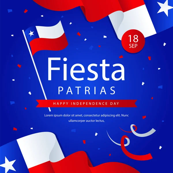 Fiestas Patrias Национальный Праздник Испанского Текста День Независимости Чили Флаг — стоковый вектор