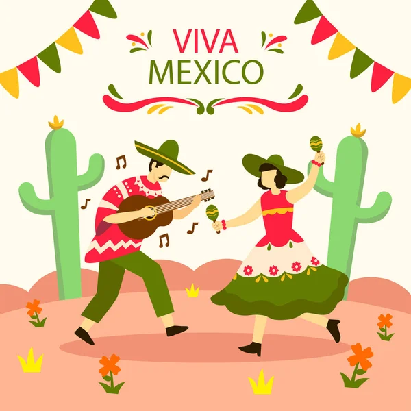 Illustration Vectorielle Créative Viva Mexico Phrase Traditionnelle Mexicaine Vacances Illustration — Image vectorielle