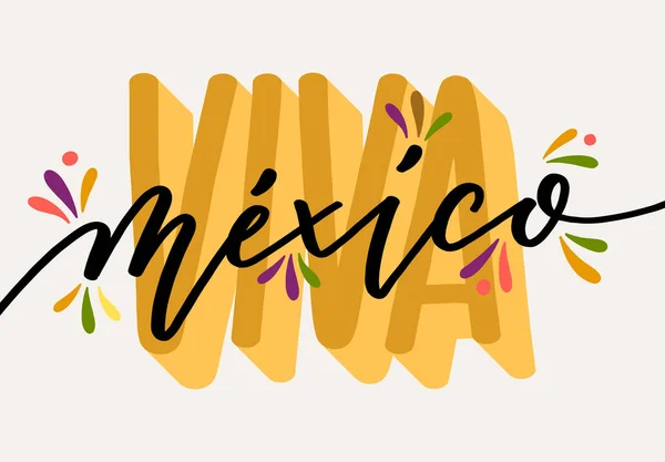 Viva Mexico 크리에이티브 전통적 멕시코 Holiday Letlettering Vector Illustration — 스톡 벡터