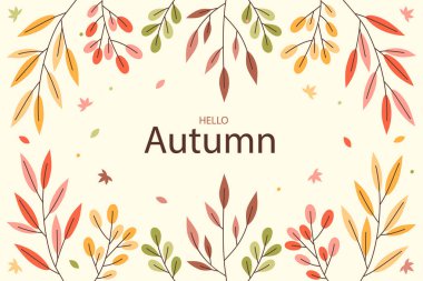 Sonbahar indirimli pankart tasarımının renkli sonbahar yapraklı arka planında sonbahar alışveriş promosyonu için indirim etiketli vektör illüstrasyonu. 