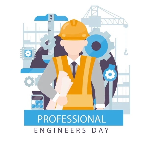 Σεπτεμβρίου Happy Engineer Day Διανυσματική Απεικόνιση — Διανυσματικό Αρχείο