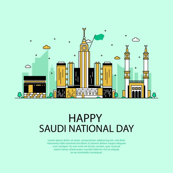 Saudi Arabiens Nationalfeiertag September Glücklicher Unabhängigkeitstag Die Schrift Auf Arabisch — Stockvektor