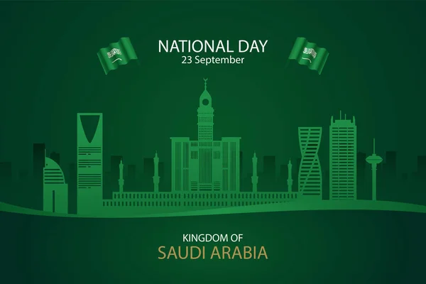 Eylül Suudi Arabistan Ulusal Günü Bağımsızlık Günün Kutlu Olsun Arapça — Stok Vektör
