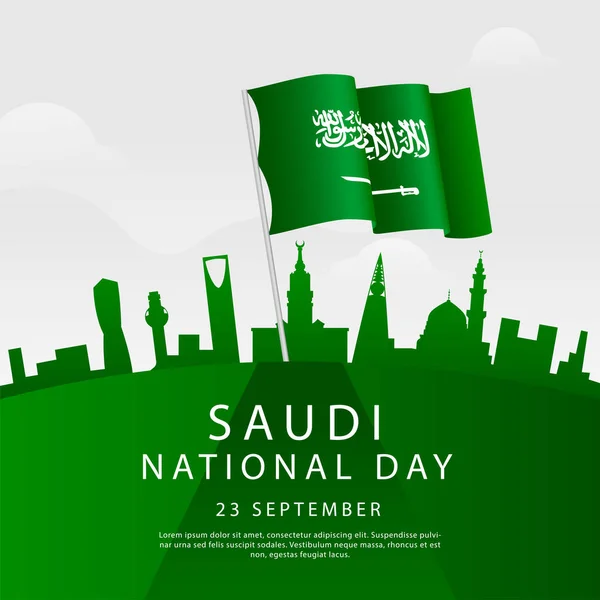 Národní Den Saúdské Arábie Září Šťastný Den Nezávislosti Skript Arabštině — Stockový vektor
