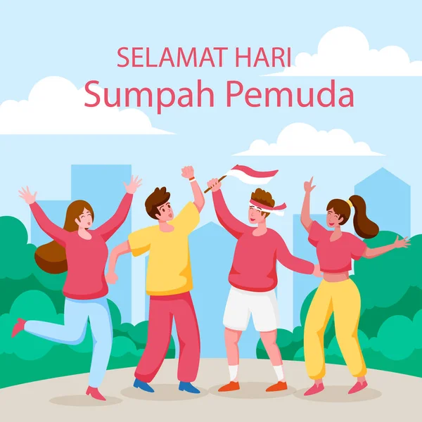Vector Illustration Selamat Hari Sumpah Pemuda Translation Happy Indonesian Youth — Stock Vector