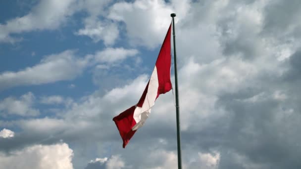 Kanadai Zászló Úszó Lassú Mozgás — Stock videók