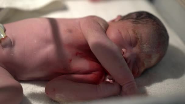 Pasgeboren Aziatische Chinese Baby Huilen Haar Hart Uit — Stockvideo