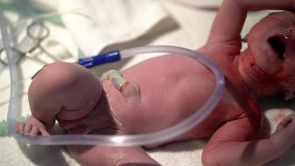 Nou Născut Asiatic Chinez Copil Plânge Inima Afară — Videoclip de stoc