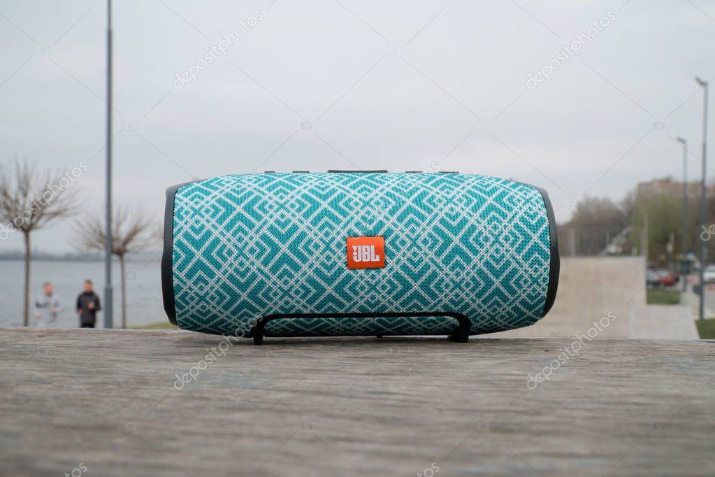 JBL bluetooth speaker by the lake