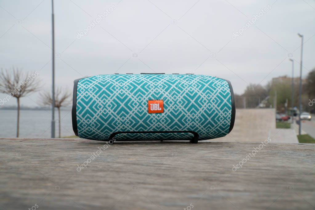 JBL bluetooth speaker by the lake