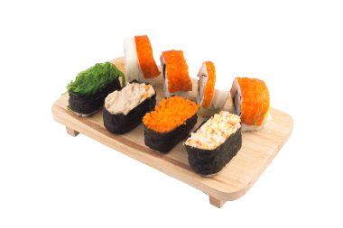 Suşi beyaz arka plan üzerinde yalıtmak. Asya, en sevdiğim yemek başlamak formu Japonya'ya world.make yapışkan pirinç ve herhangi bir yemek lezzetli ve nefis ile çevresinde.