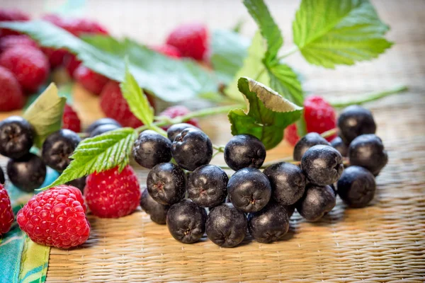 Черная Смородина Chokeberry Арония Малина Здоровую Пищу Здоровую Вегетарианскую Пищу — стоковое фото