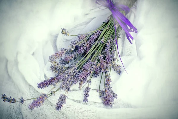 Dry lavender bouquet - dried lavender flower, selective focus on lavender