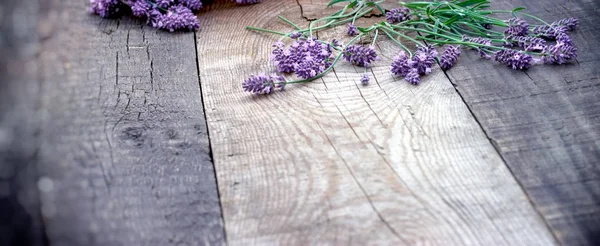 Flor Lavanda Sobre Fondo Rústico Madera Mesa — Foto de Stock