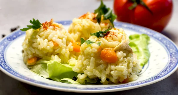 Leckeres Essen Reis Mit Hühnerfleisch Hühnerbrust — Stockfoto