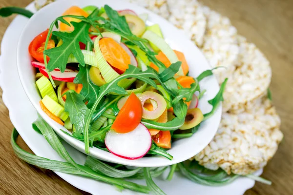 Comida Vegetariana Saludable Ensalada Verduras Recién Preparada — Foto de Stock