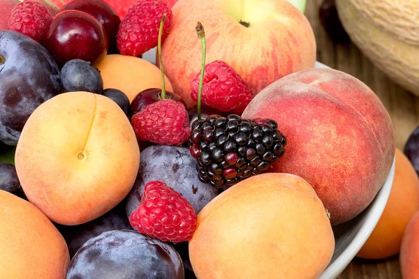 Owoce Świeże Owoce Organiczne Zdrowej Diety Jedzenie Zbliżenie — Zdjęcie stockowe