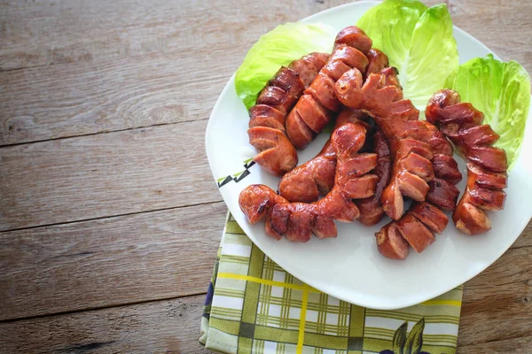 Delizioso Pasto Fritto Salsiccia Cottura — Foto Stock