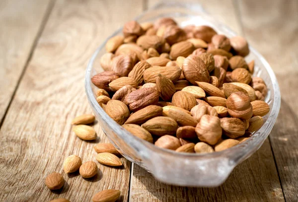 Noisettes Amandes Aliments Végétariens Sains Dans Une Alimentation Saine — Photo