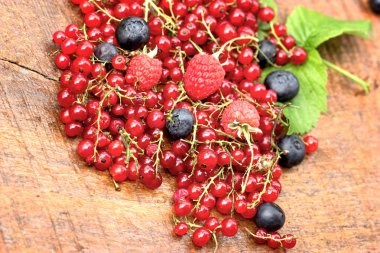 Healthy berry fruit on rustic table, healthy food 