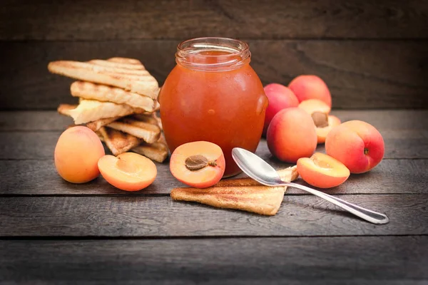 Hälsosam Vegetarisk Mat Måltid Hemlagad Aprikos Sylt Aprikos Marmelad — Stockfoto