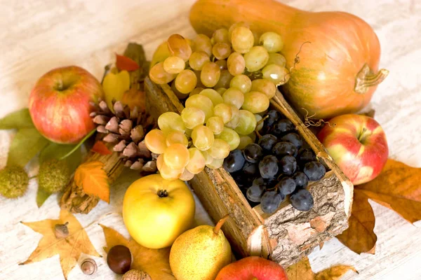 Herfst Oogst Herfst Gewas Tafel Gezond Voedsel Dieet — Stockfoto