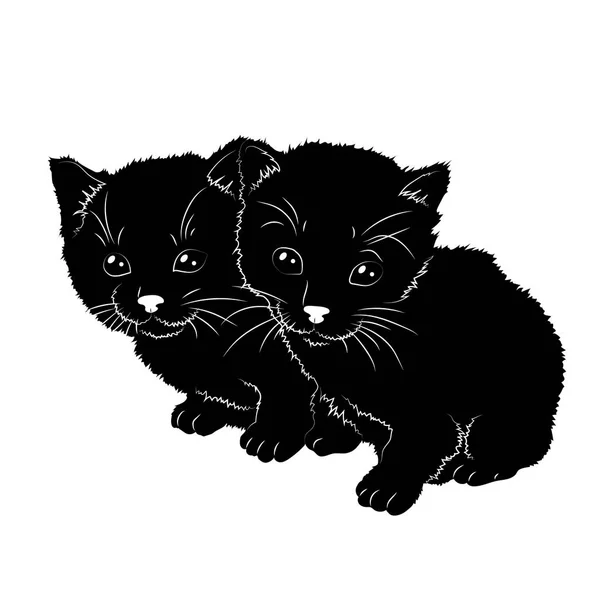 Vektorové Ilustrace Černá Silueta Koťat — Stockový vektor