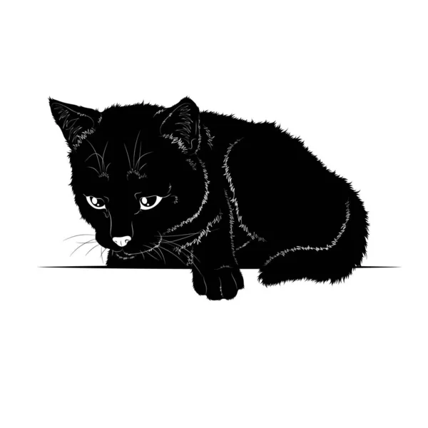 ベクトルイラスト リカンベント猫の黒いシルエット エプス — ストックベクタ